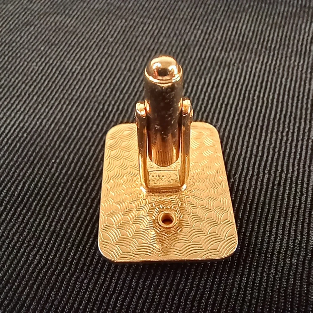 Cufflinks Tie Clip Set VTG MCM Etched Scrolls Stars Space Age Gold Tone Crystal